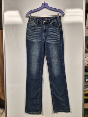 Flamingo Women's Mid-Rise Flare Jeans in Medium Blue W 14" L 42 1/2"